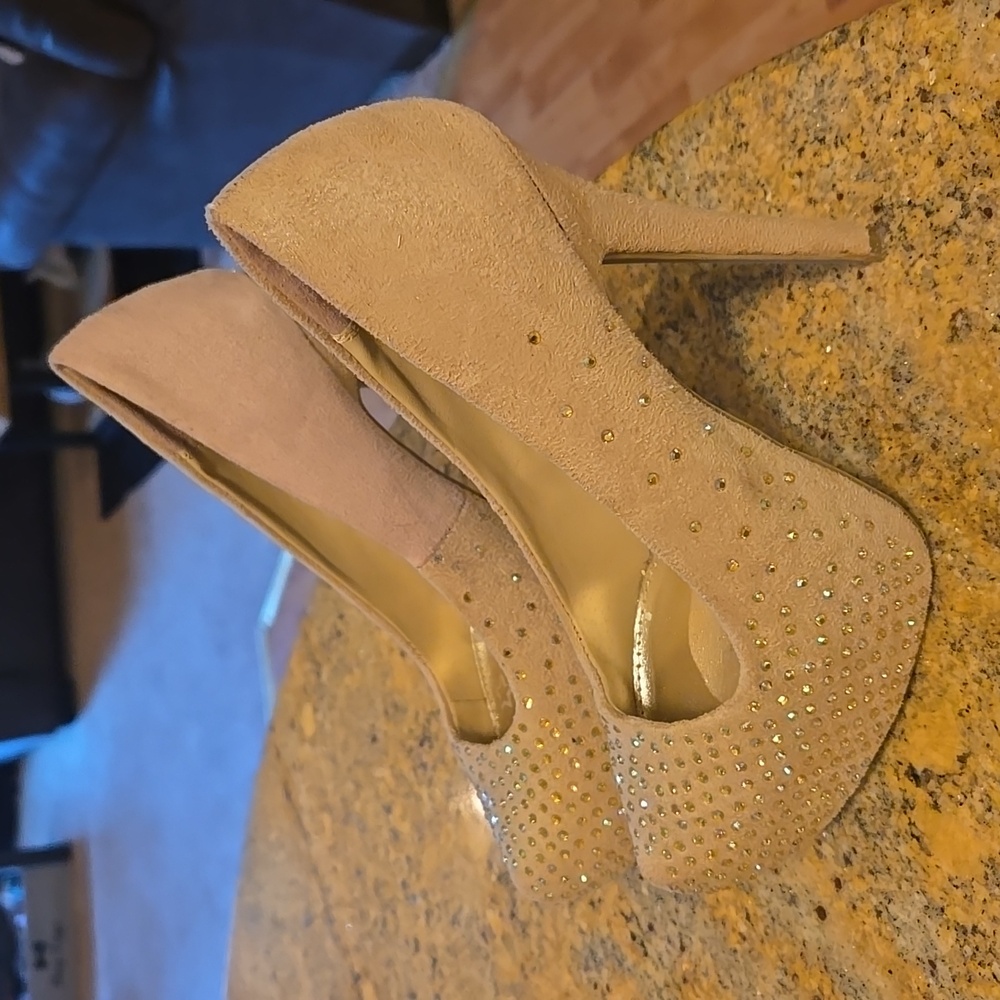 Rhinestone heels, size 5